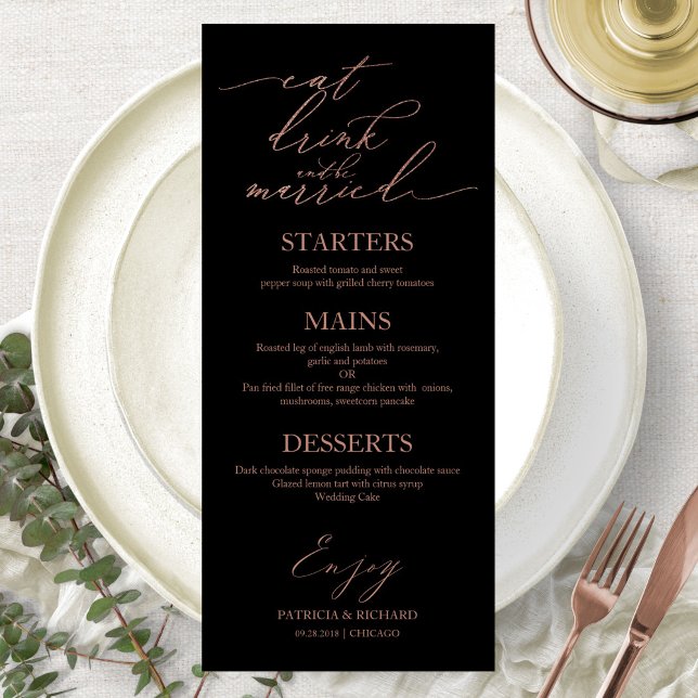Menu Manger Boire et Être Marié Pour Assiette (Créateur téléchargé)