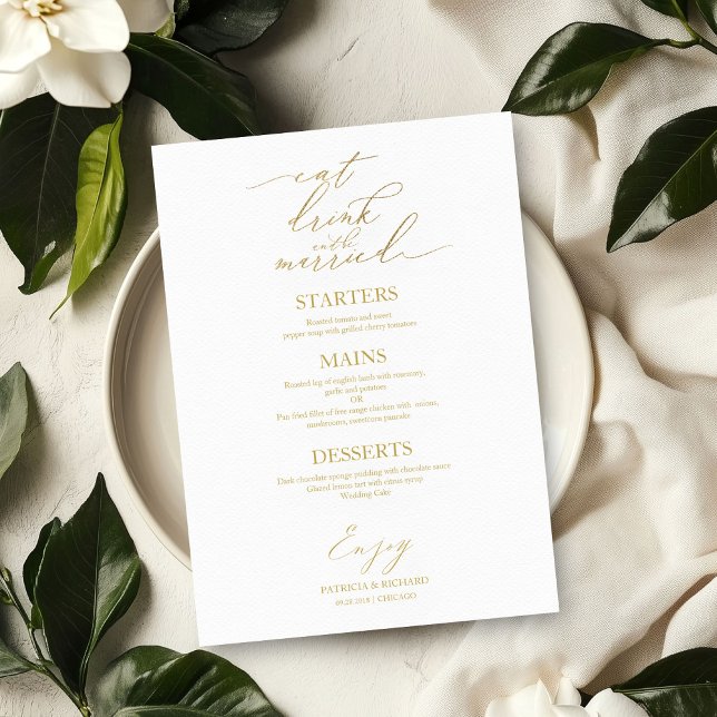 Menu Manger Boire et Être Marié Pour Assiette (Créateur téléchargé)