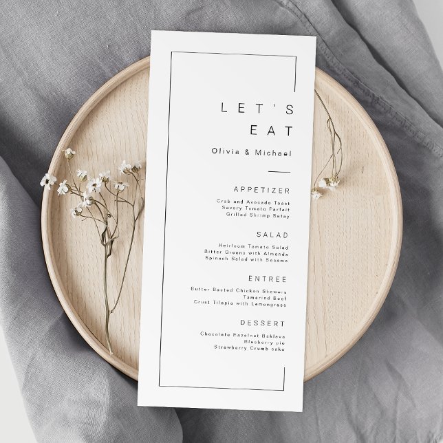 Menu Manger moderne chic minimaliste mariage (Lets eat Modern chic minimalist wedding Menu)