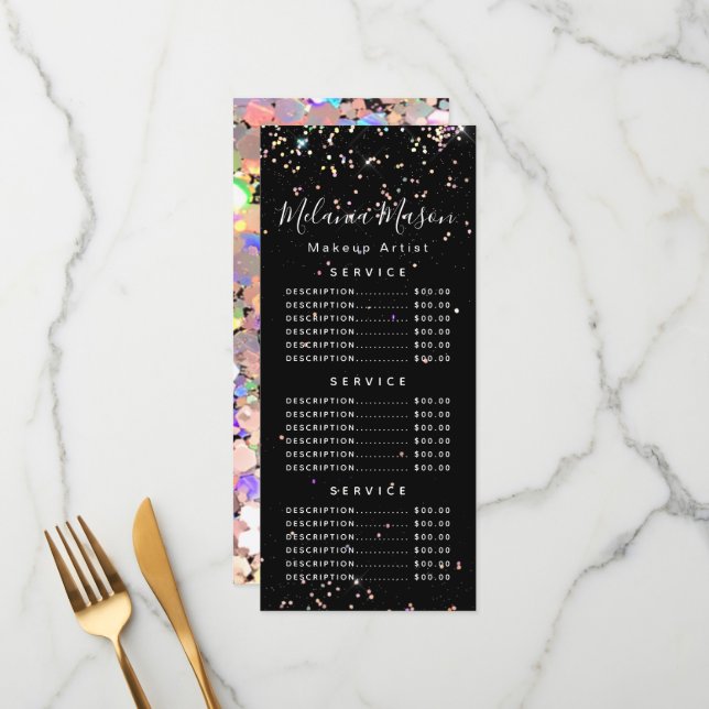 Menu Maquillage Holographique Parties scintillant Artis (Devant/Arrière en situation)