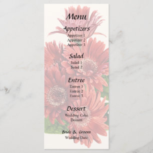 Menu Marguerites Gerbera Rouges