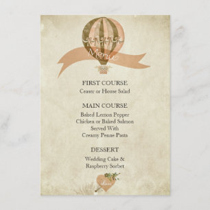 Menu Mariage à air chaud vintage