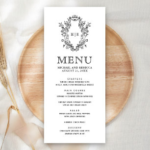 Menu Mariage à crête de chinoiserie noir et blanc