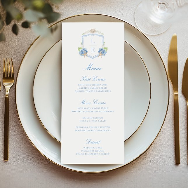 Menu Mariage à Crête de Monogramme Côtière (Créateur téléchargé)