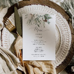 Menu Mariage à feuillage persistant hiver minimaliste<br><div class="desc">Minimaliste hiver à feuillage persistant mariage Menu Objets correspondants disponibles.</div>