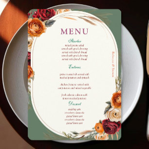 Menu Mariage à fleurs chic chic automne orange sauge