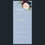menu mariage à fleurs d'aquarelle bordeaux<br><div class="desc">menu mariage à fleurs bleu turquoise bordeaux</div>