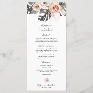 Menu Mariage à fleurs tropicales de Monstera