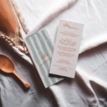 Menu Mariage à la main d'automne Écrit Earthy Pinstripe<br><div class="desc">Un menu coloré rétro et moderne brumisateur et vert clair et orange brûlé à la main. Et des rayures vert clair dessinées à la main sur le dos. Parfait et assorti à l'ensemble de la suite. Menu dîner mariage. Ce qui présente le design modèle chic de boho vintage brouillard d'automne...</div>
