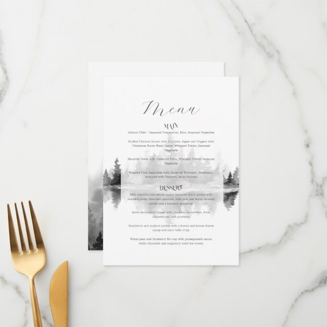 Menu Mariage à la Montagne Brumeuse (Devant/Arrière en situation)