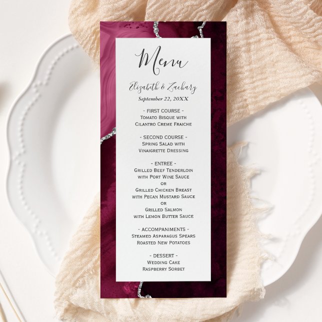 Menu Mariage à l'agate argentée de Bourgogne (Créateur téléchargé)