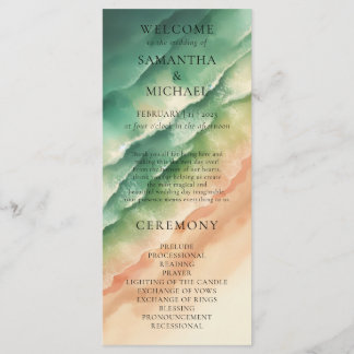 Menu Mariage à l'eau de mer de plage de couleur terre c