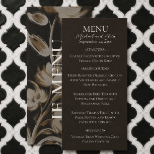 Menu Mariage à motif botanique marron rustique