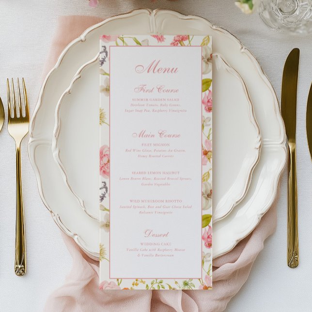 Menu Mariage à motif floral vintage  (Créateur téléchargé)