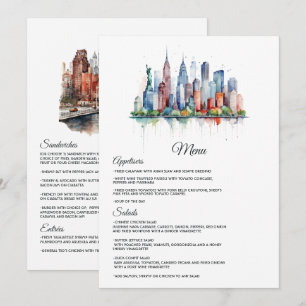Menu Mariage à New York à l'aquarelle