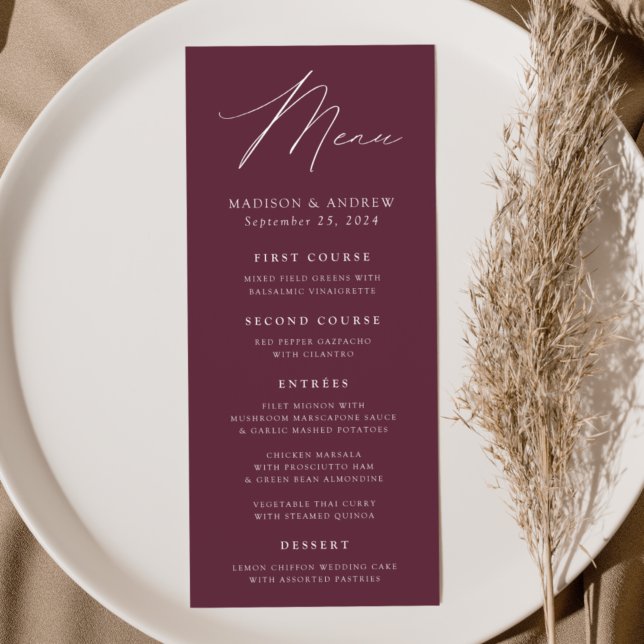 Menu Mariage à vin moderne Elegance (Créateur téléchargé)