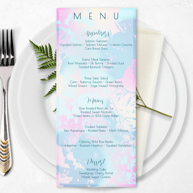 Menu Mariage Abstrait Moderne Pastel (Créateur téléchargé)
