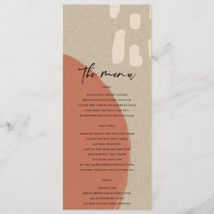 MENU MARIAGE ABSTRAIT MODERNE TERRACOTTA RED KRAFT