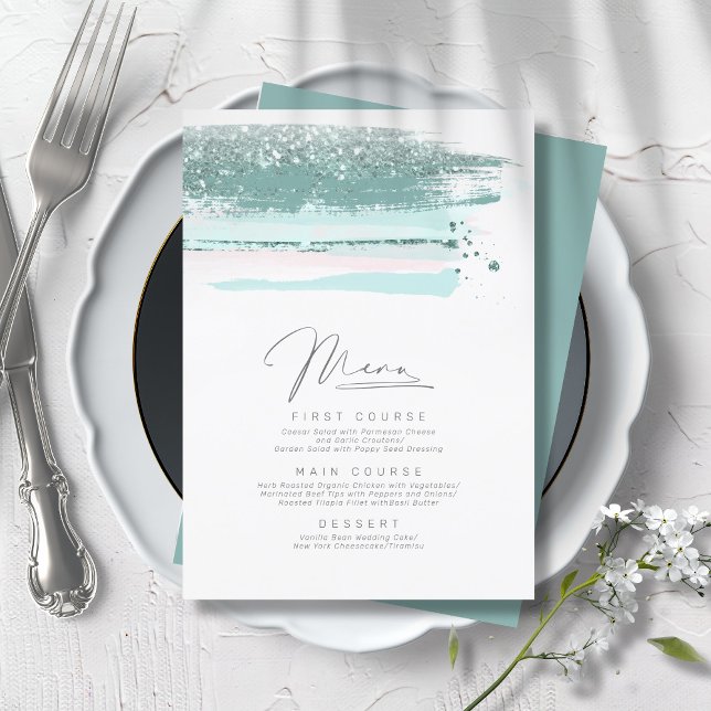 Menu Mariage Abstrait Paint Strokes ID Turquoise88 (Créateur téléchargé)