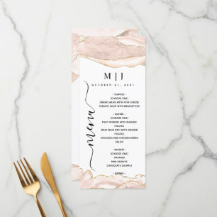 Menu Mariage Agate Blush & Gold Parties scintillant