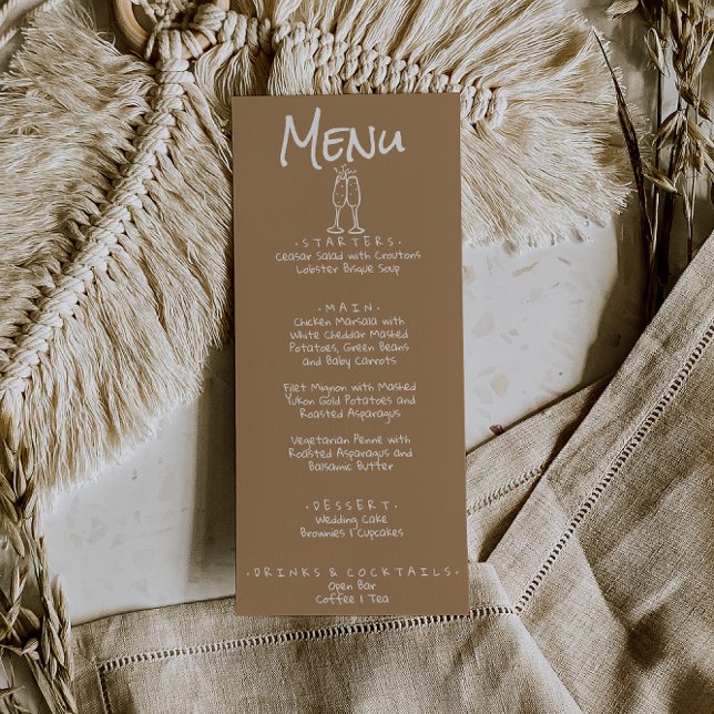 Menu Mariage amusant Brown irky écrit main rétro (Créateur téléchargé)