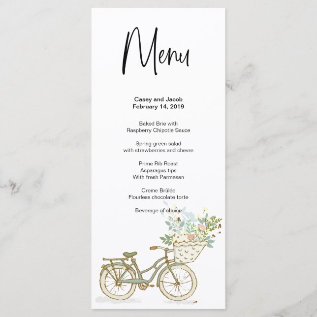 Menu Mariage, Anniversaire ou Vélo d'événement (Devant)