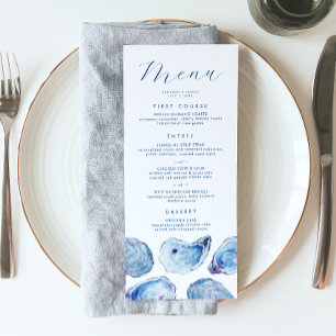 Menu Mariage Aquarelle Bleu Huître