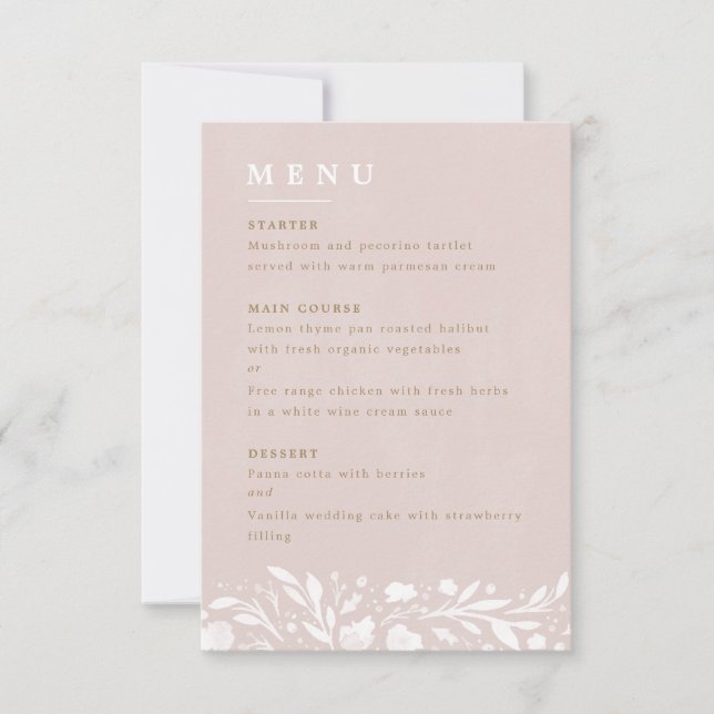 Menu Mariage Aquarelle Floral Blush (Devant)