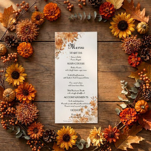 Menu Mariage Aquarelle Florale Rustique d'Automne