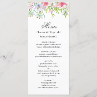 Menu Mariage Aquarelle Lilies
