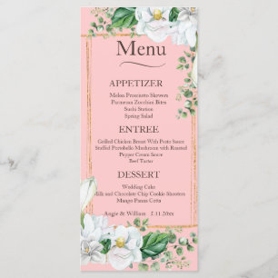 Menu Mariage Aquarelle Magnolia Blush