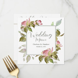 Menu mariage Aquarelle Roses roses roses