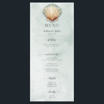 Menu Mariage aquatique moderne Coastal Seashell<br><div class="desc">Embarquez pour un voyage en toute sérénité avec notre menu mariage sur le thème de la côte. Imaginez les rives tranquilles, la douce accalmie des vagues et l'étreinte douce de la brise marine, le tout encapsulé dans une carte magnifiquement conçue, juste pour vous. Célébrez dans le style entouré par les...</div>