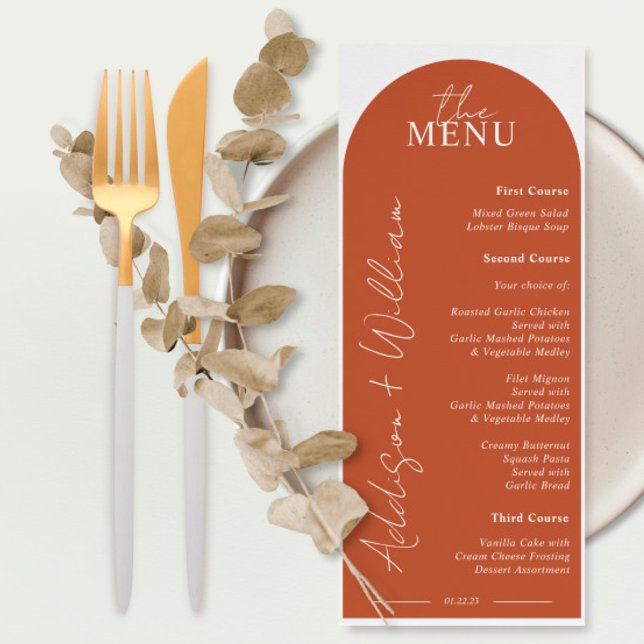 Menu Mariage Arch en terre cuite moderne (Créateur téléchargé)