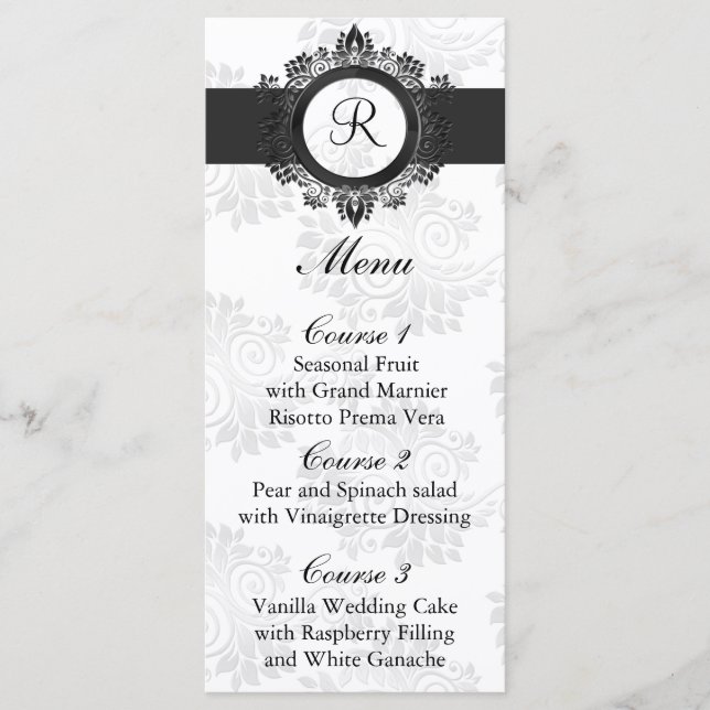 menu mariage argent monogramme (Devant)