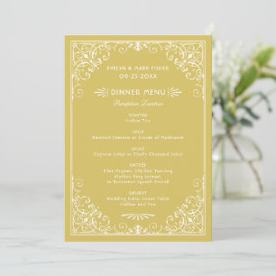 Menu Mariage Art Déco Or et Ivoire Vintage