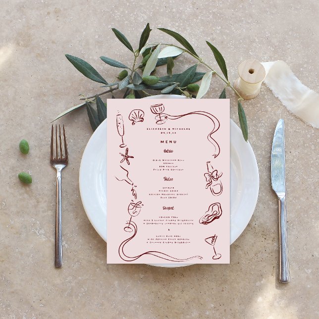 Menu Mariage | Art Doodle Rétro Fantaisiste (Créateur téléchargé)