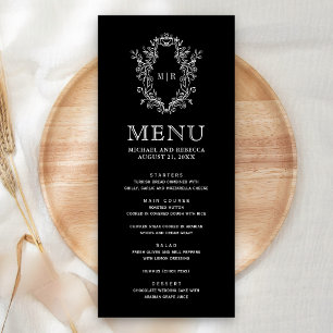 Menu Mariage au blason de chinoiserie noire
