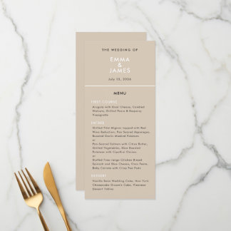 Menu Mariage au Champagne avec esperluette inversée | É