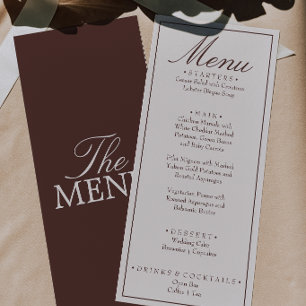 Menu Mariage au Chocolat Brun Crème Ancien Argent Fanta