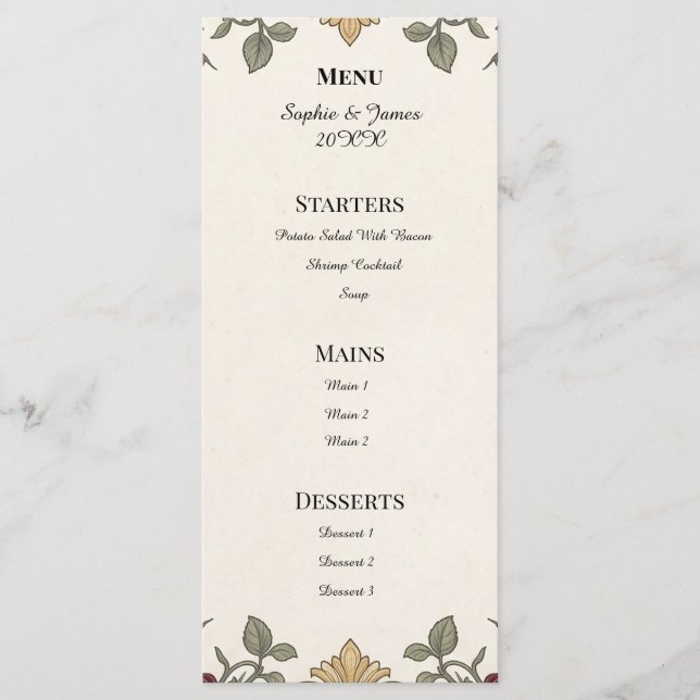Menu Mariage au jardin d'eucalyptus (Devant)