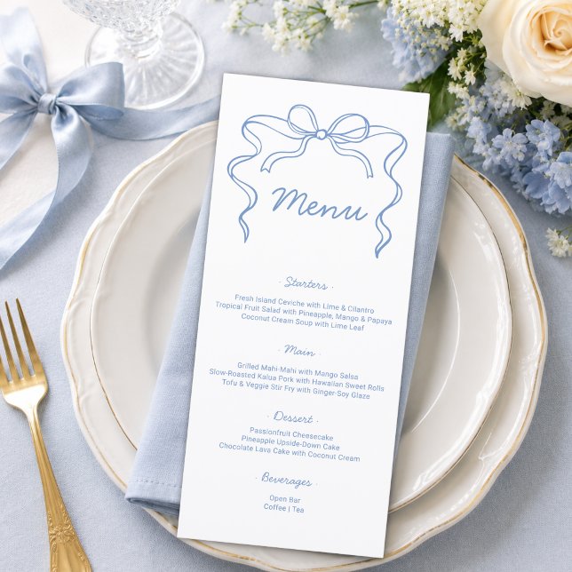 Menu Mariage au Ruban Bleu Élégant (Créateur téléchargé)