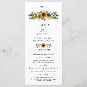 Menu Mariage au tournesol rustique
