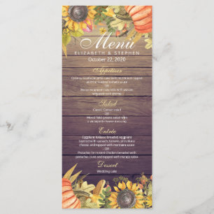 Menu mariage Automne Érable Feuille Citrouille Tou
