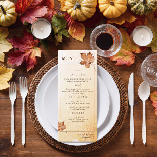 Menu Mariage Automne Feuille d'Érable à l'Aquarelle Dîn