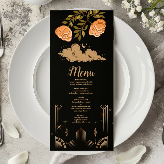 Menu Mariage aux Étoiles Noires Célestes de Minuit (Créateur téléchargé)
