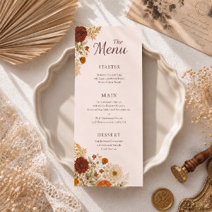 Menu Mariage aux feuilles d'automne rustiques orange br