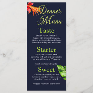 Menu Mariage aux feuilles et fleurs tropicales