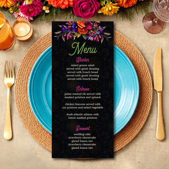 Menu Mariage aux fleurs mexicaines élégantes (Créateur téléchargé)
