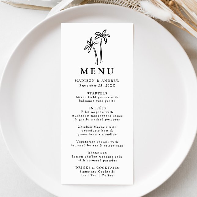 Menu Mariage aux Palmiers Noirs Dessinés à la Main Mode (Créateur téléchargé)